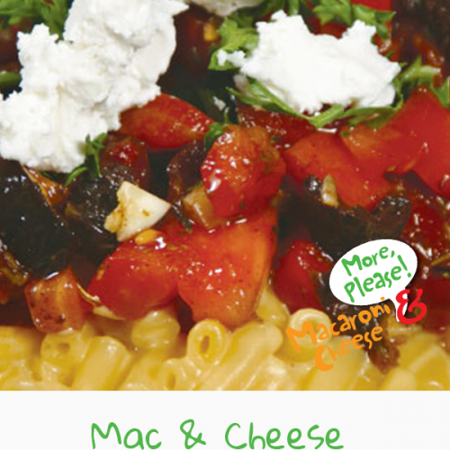 Mac & Cheese with Tomatoes, Olives and Goat Cheese